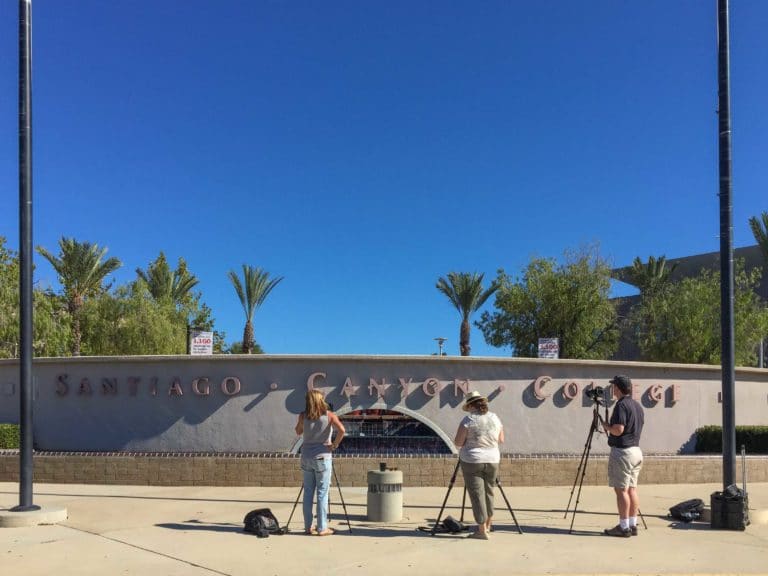 Students learning photography at Santiago Canyon College.