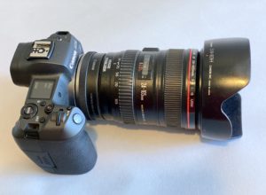 Photo gear essentials lens hood on Canon camera