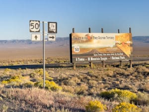 Highway 50 in Nevada - You are in the heart of Pony Express Territory billboard