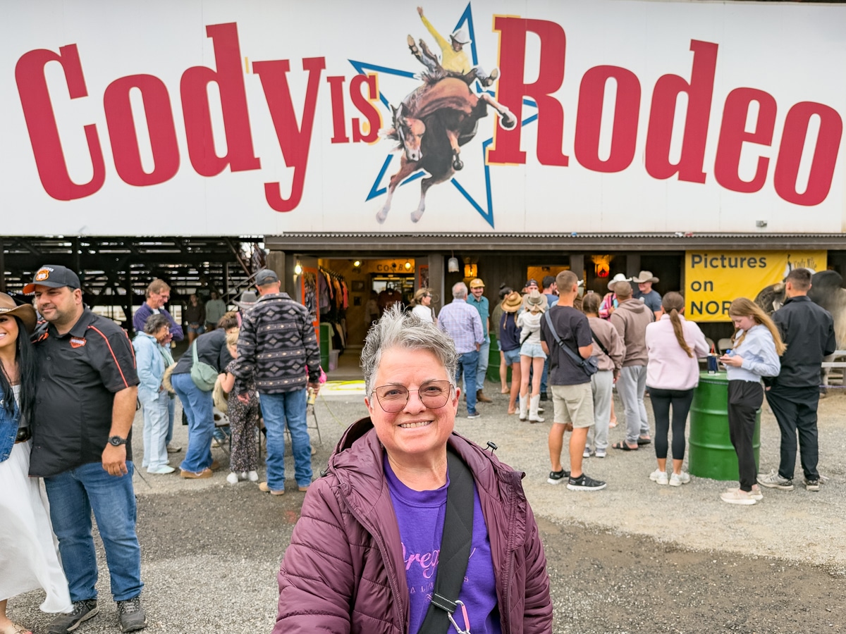 Cody is Rodeo sign at Stampede entrance.