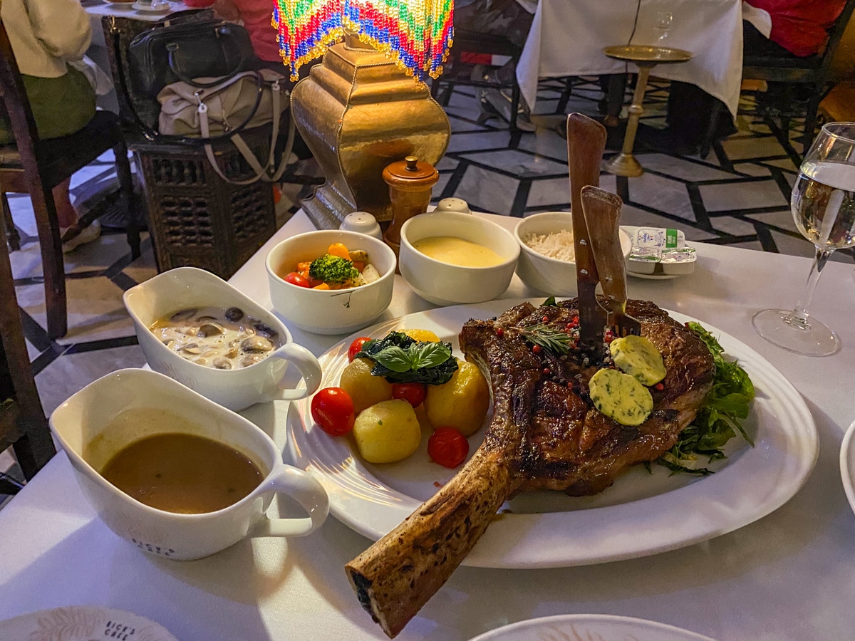 Ribeye steak on the bone at Rick's Café.