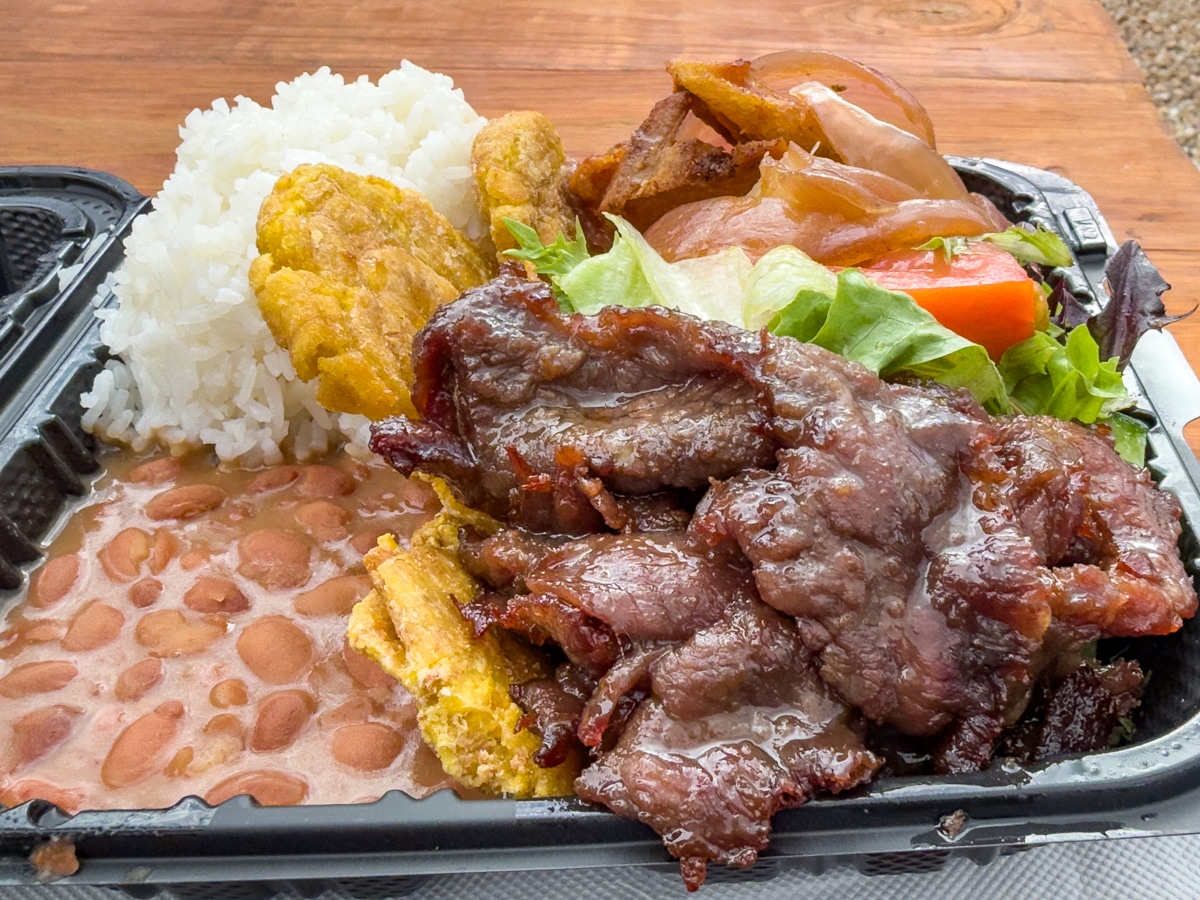 The Dominican Republic food truck meal. Great place to eat and drink in Bend.