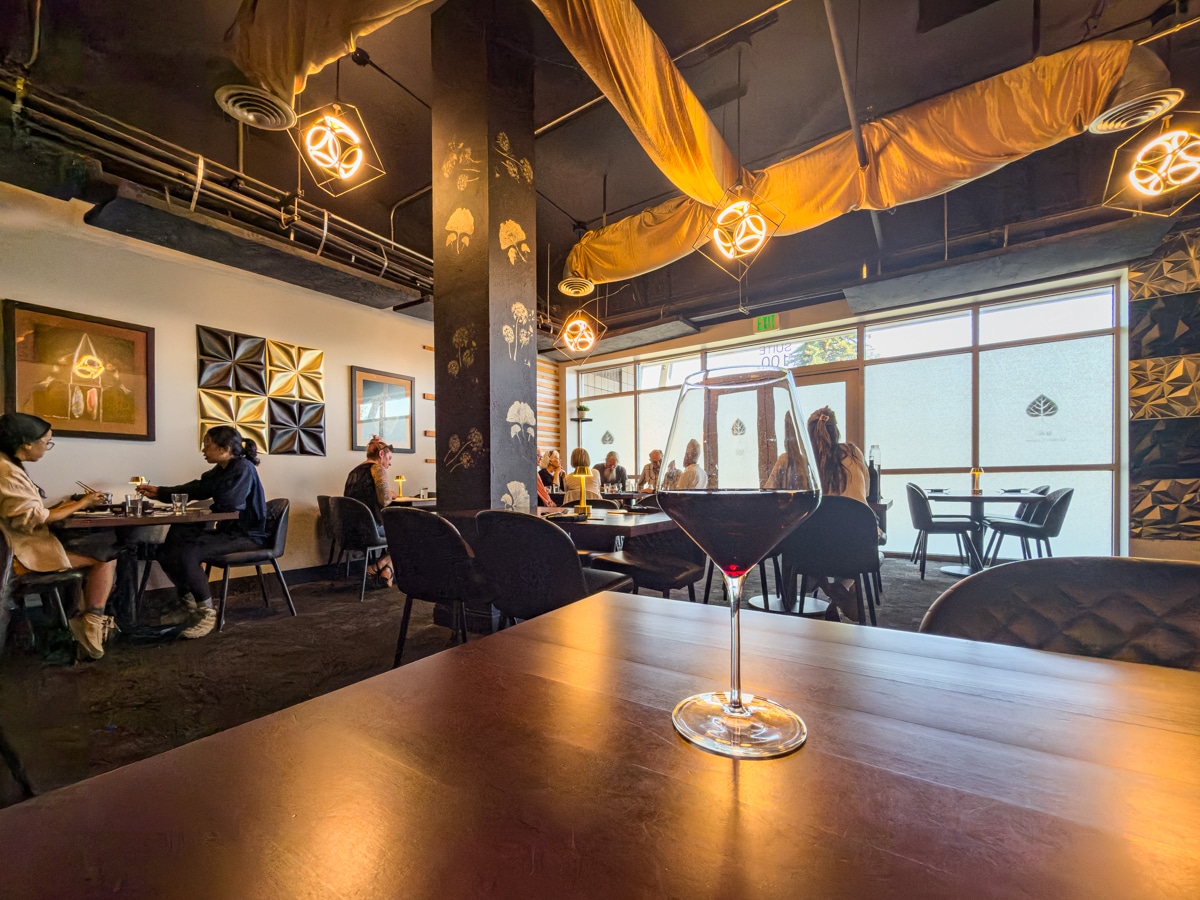 Yoli dining room and Tempranillo wine. Great place to eat and drink in Bend.